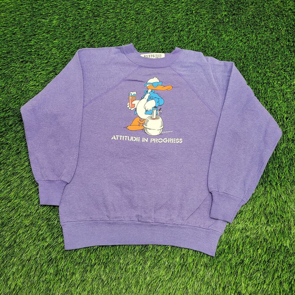 Vintage 1987 Attitude Duck Sweatshirt Women M 19x21 Jim-Benton